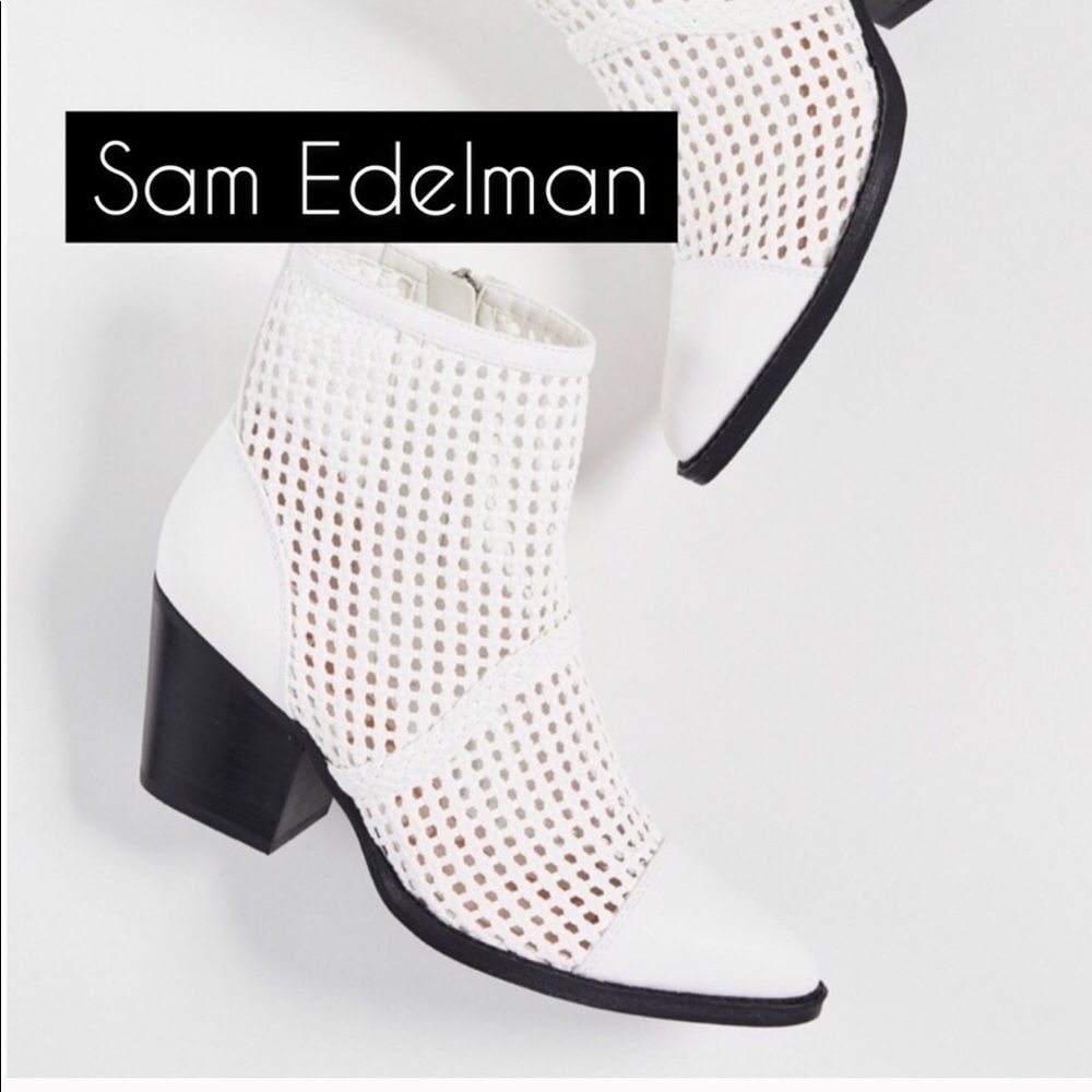 Sam Edelman white woven boots